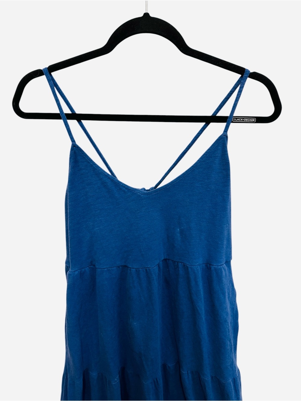 Old Navy blue slub knit tie back tiered midi cami swing dress Size M - Picture 4 of 12